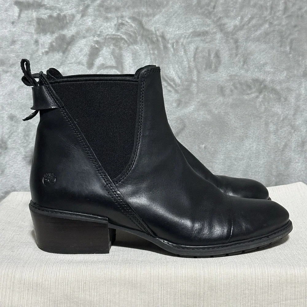 Timberland Sutherlin Bay Chelsea Ankle Boots Womens Sz 11 Black Leather Pull On